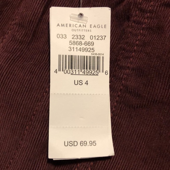 AMERICAN EAGLE OUTFITTERS SIZE 4 CORDUROY OVERALLS N.W.T. 13”WAIST 30”LENGTH USA - Picture 7 of 7